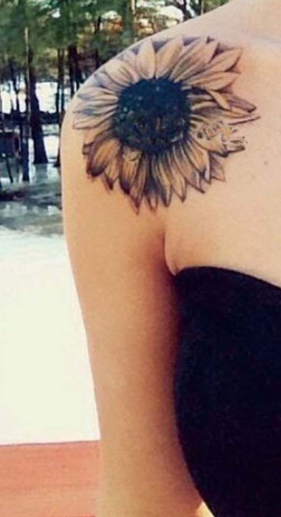 Sunflower Shoulder Tattoo for Women - MyBodiArt.com