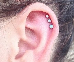 White Opal Triple Cartilage Earrings at MyBodiArt