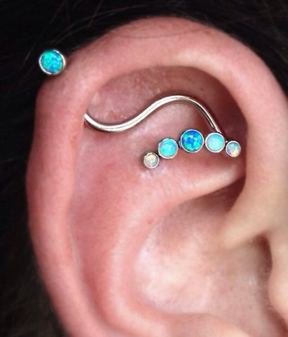 Blue Opal Cartilage Ear Piercing
