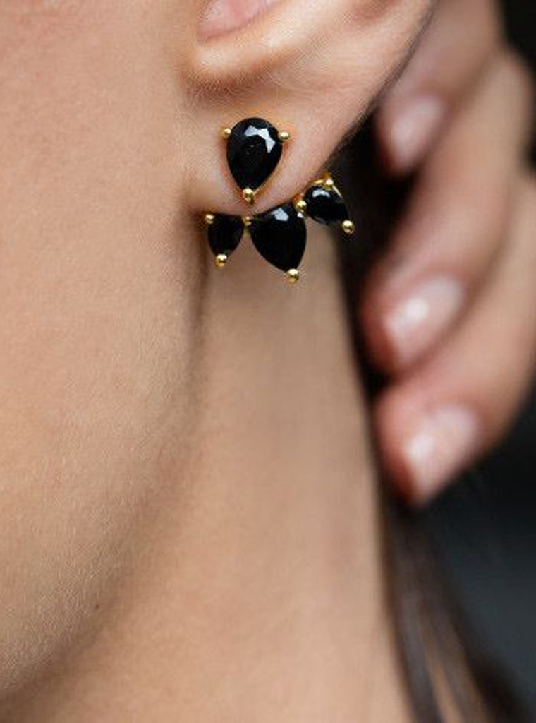 Crystal Black Gemstone Ear Jacket at MyBodiArt.com