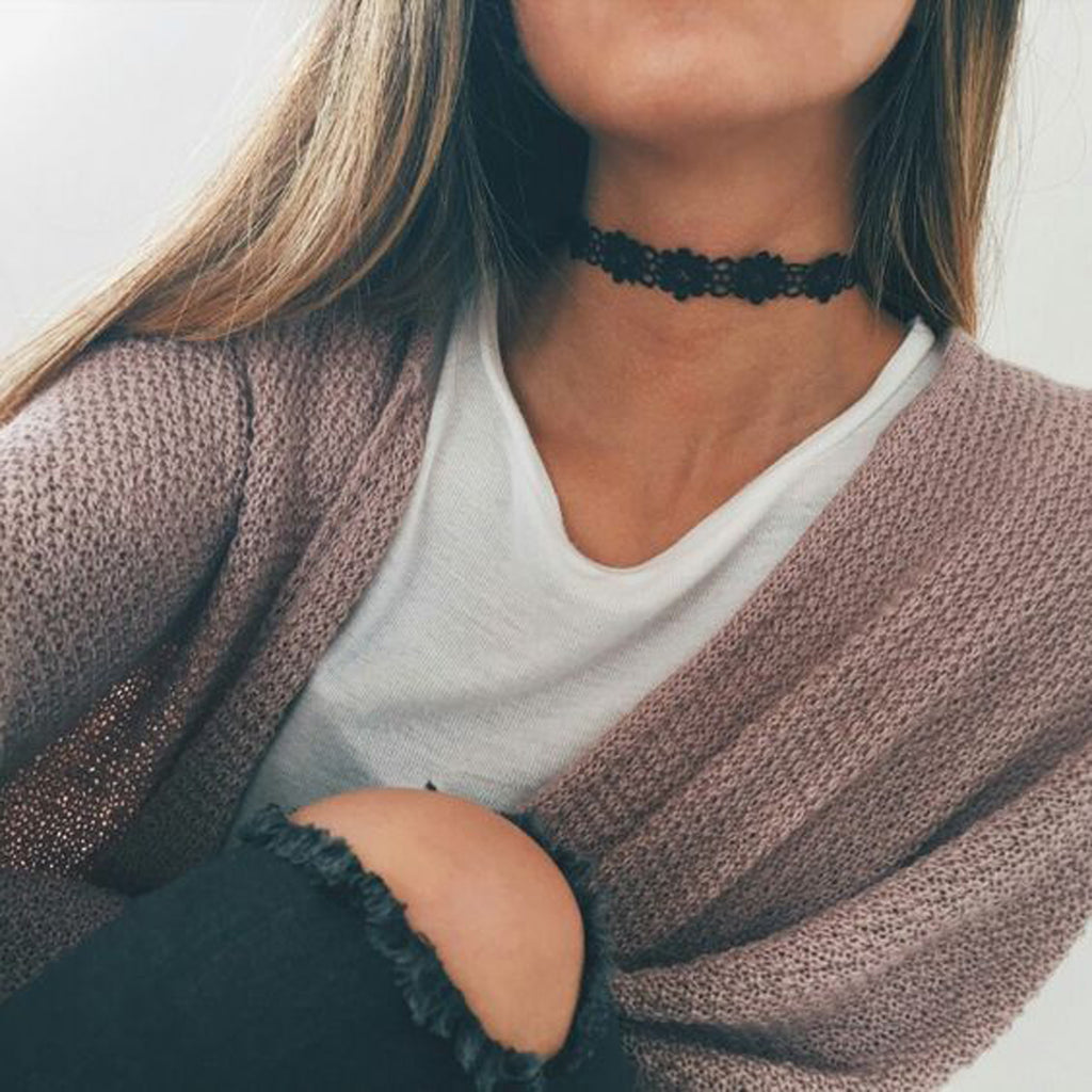 Black Lace Choker Necklace at MyBodiArt.com - Casual Cute Simple Comfy Outfits for Teens for School for Winter for Fall 