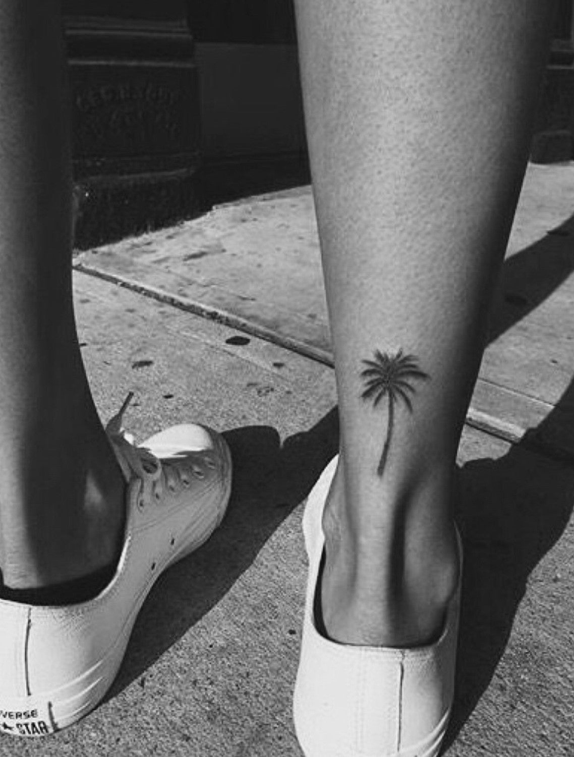 Palm Tree Calf Leg Tattoo Ideas for Women Femme Black Henna at MyBodiArt.com