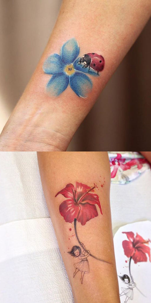 Cute Watercolor Floral Flower Wrist Forearm Tattoo Ideas for Women -  ideas de tatuaje de antebrazo de flor - www.MyBodiArt.com 