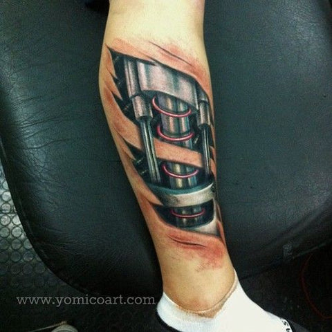 biomechanical tattoo leg - MyBodiArt.com