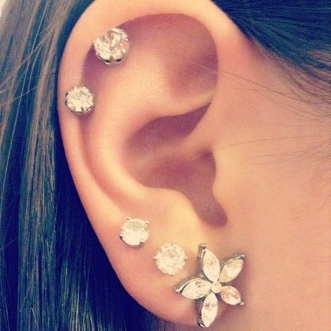Simple yet Classic Cartilage Piercing Jewelry Studs at MyBodiArt