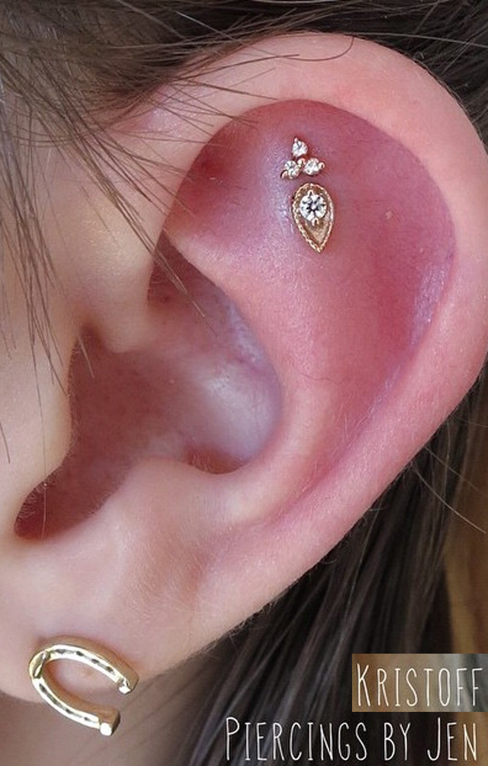 Beautiful Simple Ear Piercing Ideas at MyBodiArt.com - Constellation Piercing - Cartilage Helix Flower Earring Stud  