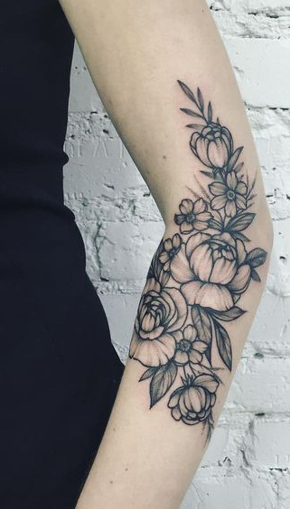 Tattoo Ideas for Women - Blac Flower Fleur Arm Sleeve - MyBodiArt.com