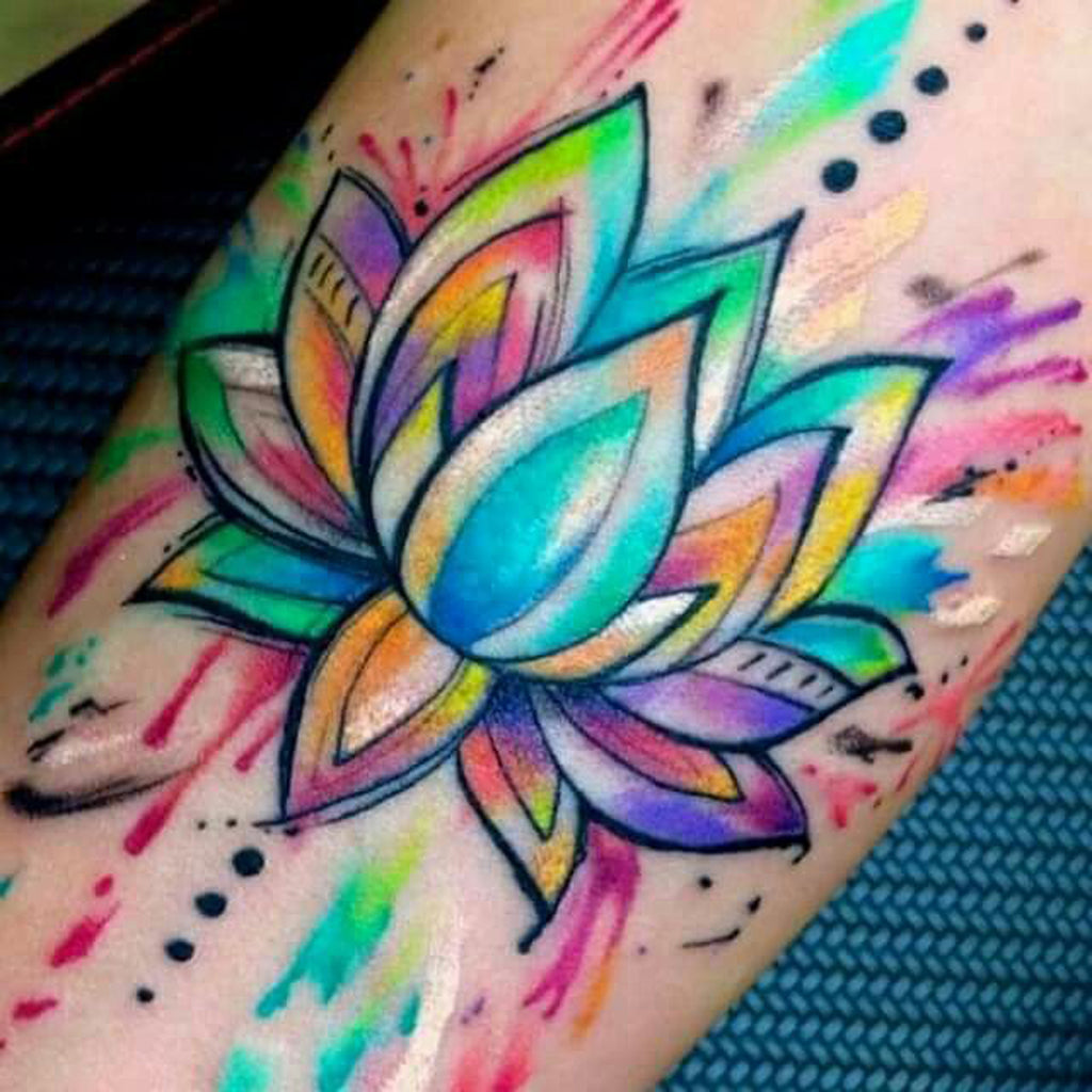 Rainbow Watercolor Mandala Tattoo Idea - MyBodiArt.com
