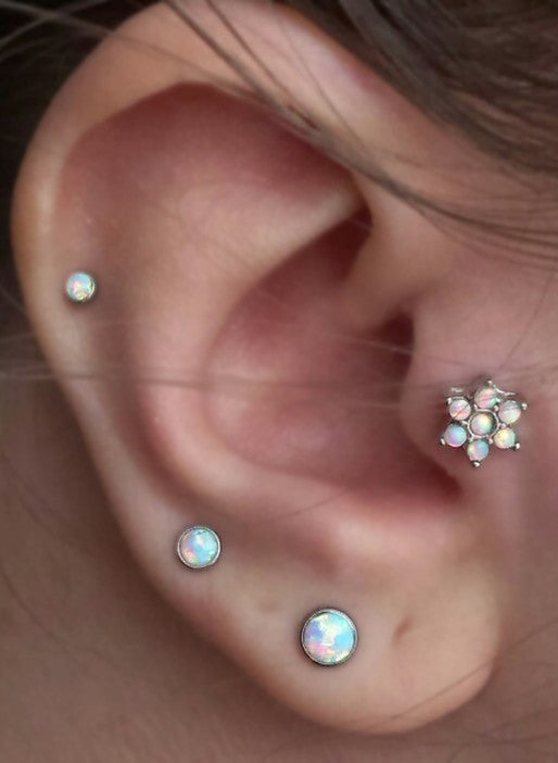 Opal Cartilage Helix Tragus Ear Piercing Jewelry at MyBodiArt.com 