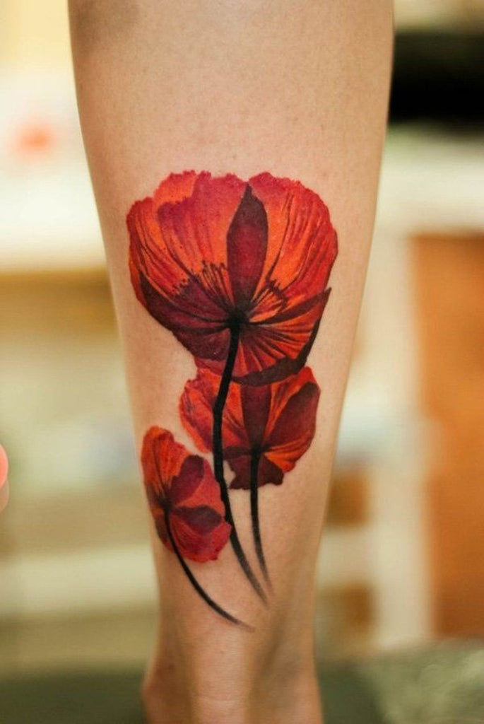 Wild Poppy Red Flower Fleur Tattoo - MyBodiArt.com