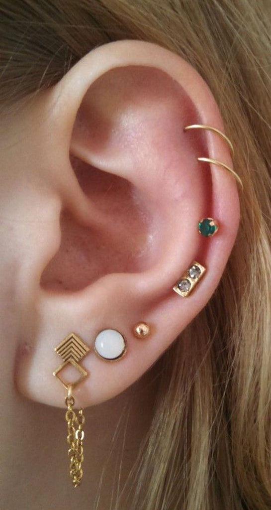 Boho Ear Piercing Ideas at MyBodiArt.com - Cartilage Rings Helix Hoop Earring Stud 16G Barbell