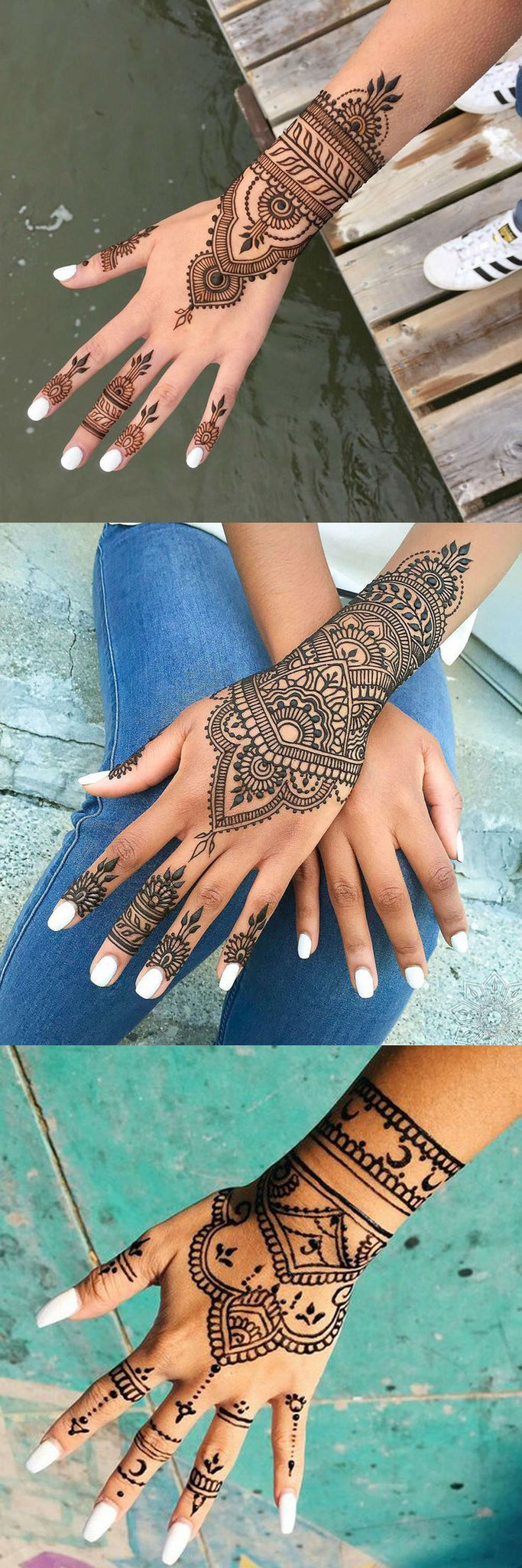 Black Hand Henna Mandala Tattoo Design Ideas with Meaning for Women -  mano Ideas de tatuaje con significado para las mujeres - www.MyBodiArt.com