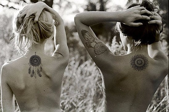 Tribal Mandala Dreamcatcher Temporary Tattoos - MyBodiArt.com