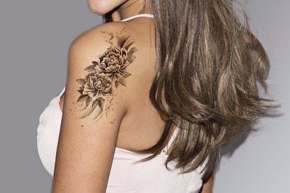 Vintage Black Flower Temporary Tattoo Ideas for Women - MyBodiArt.com