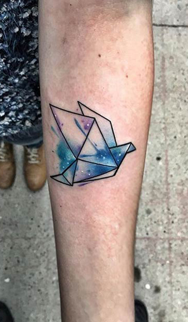 Origami Crane Watercolor Tattoo Ideas - MyBodiArt.com