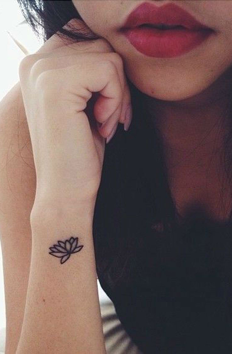 Womens Beautiful Small Wrist Lotus Flower Mandala Tattoo Placement Ideas at MyBodiArt.com