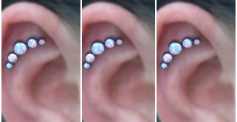 White Opal Cartilage Piercing Jewelry at MyBodiArt