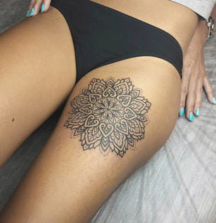 Sexy Thigh Mandala Tattoos at MyBodiArt 