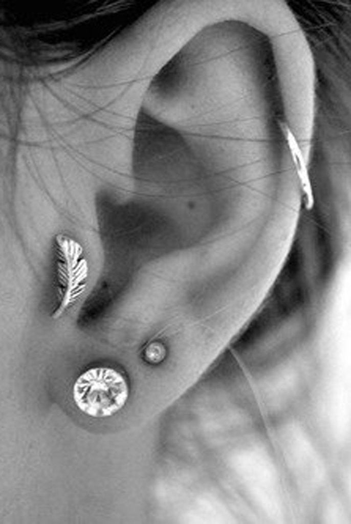 Leaf Tragus Earring Ear Piercing Jewelry - MyBodiArt.com