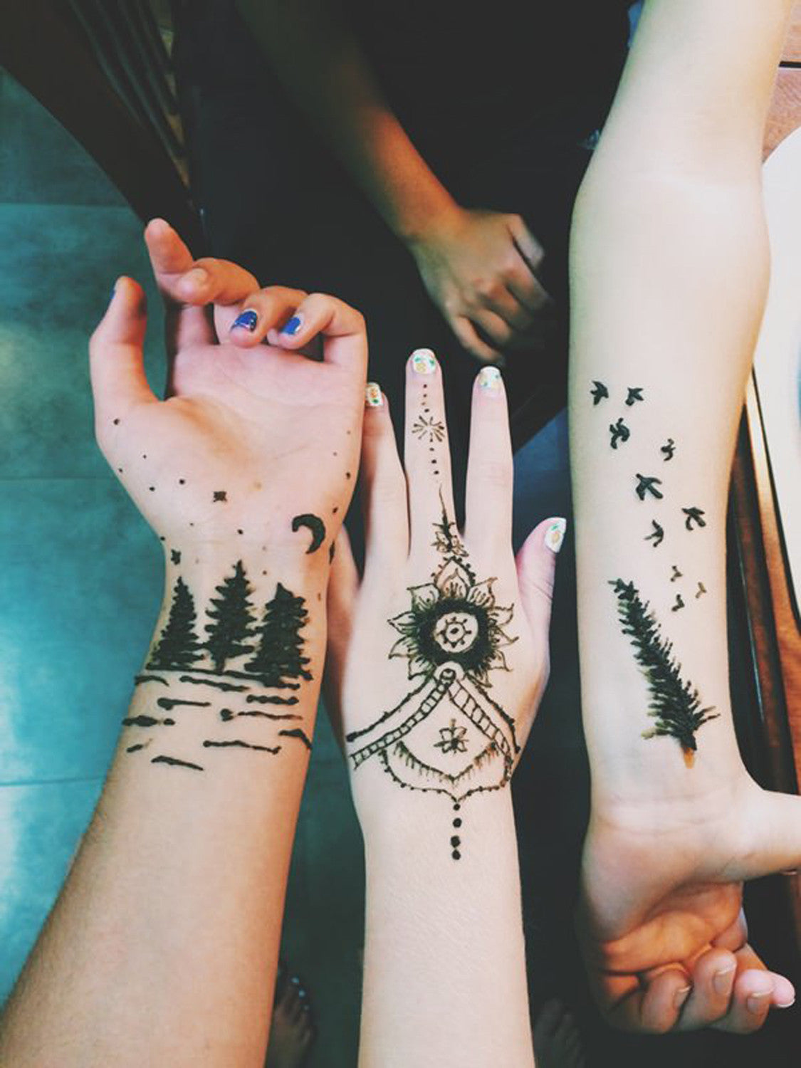 Cute Henna Forearm Arm Tattoos Ideas for Women - Sparrow Night - MyBodiArt.com
