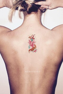 Colorful Lotus Back Tattoo