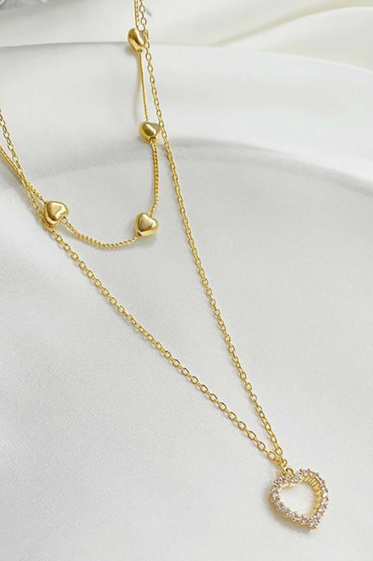 Saros Heart Double Layered Gold Chain Choker Necklace – MyBodiArt