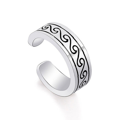 Coral Cute Ocean Beach Wave Surf Antiqued Silver Band Ring – MyBodiArt