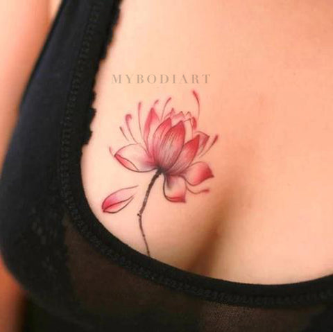 Maria Small Watercolor Floral Flower Lotus Temporary Tattoo