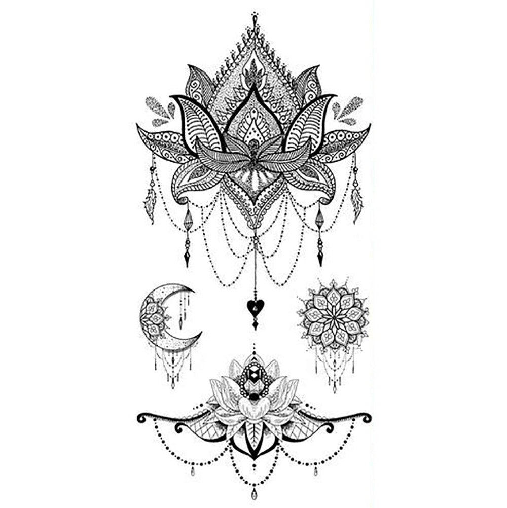 Desiree Boho Lotus Flower Black Henna Temporary Tattoo – MyBodiArt