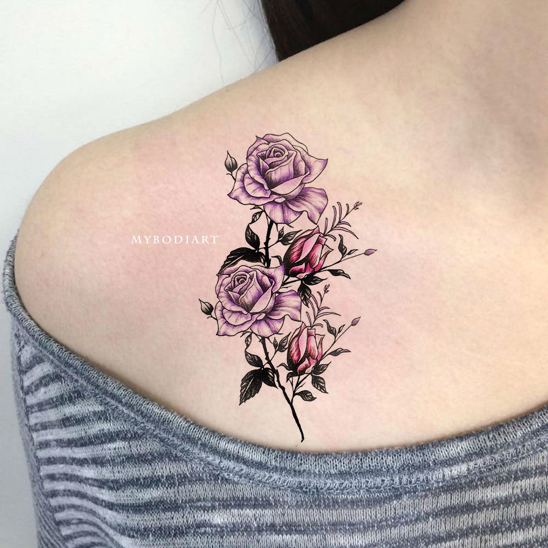 violet flower tattoo watercolor