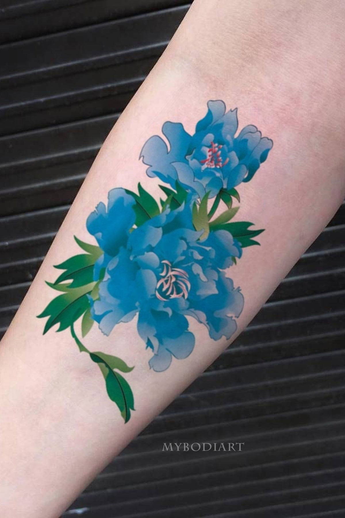 Temporary Tattoo Watercolor, Floral Tattoo, Blue Flower, Traditional ...