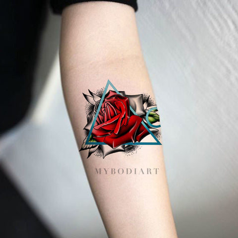 tattoo carnation rose triangle flower tattoos geometric temporary arm watercolor mybodiart designs unique brianne trending floral brazo