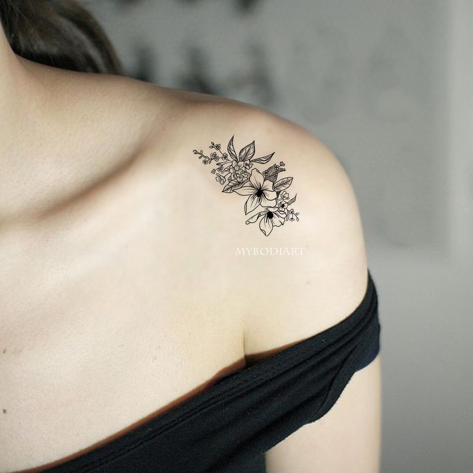 Chianne Black and White Single Rose Flower Temporary Tattoos – MyBodiArt