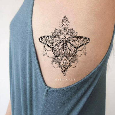 Butterfly tattoo done mandala style   Butterfly mandala tattoo Butterfly  tattoo designs Butterfly mandala