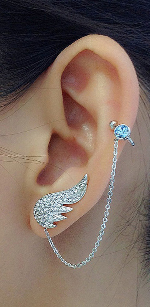 Halo Angel Wings Ear Climber Earring 