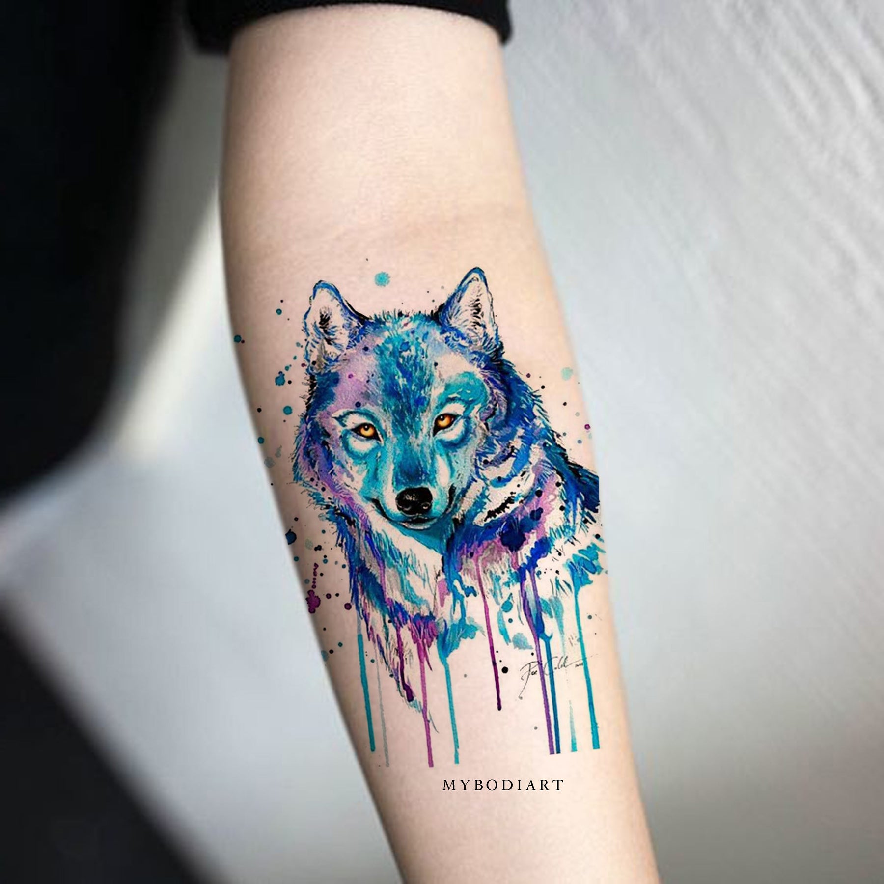 beautiful watercolor wolf tattoo design vibrant  Stable Diffusion   OpenArt