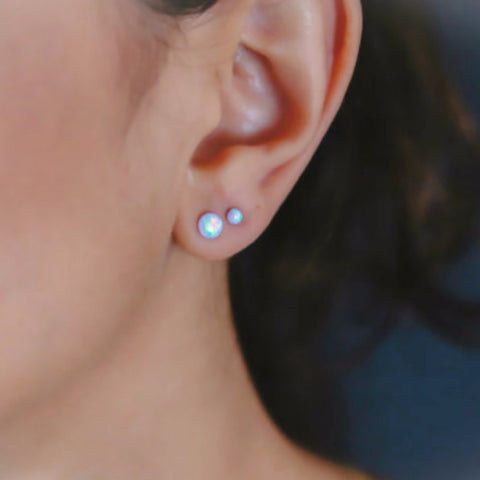 Winter Opalite Opal Resin Stud Earrings In Silver