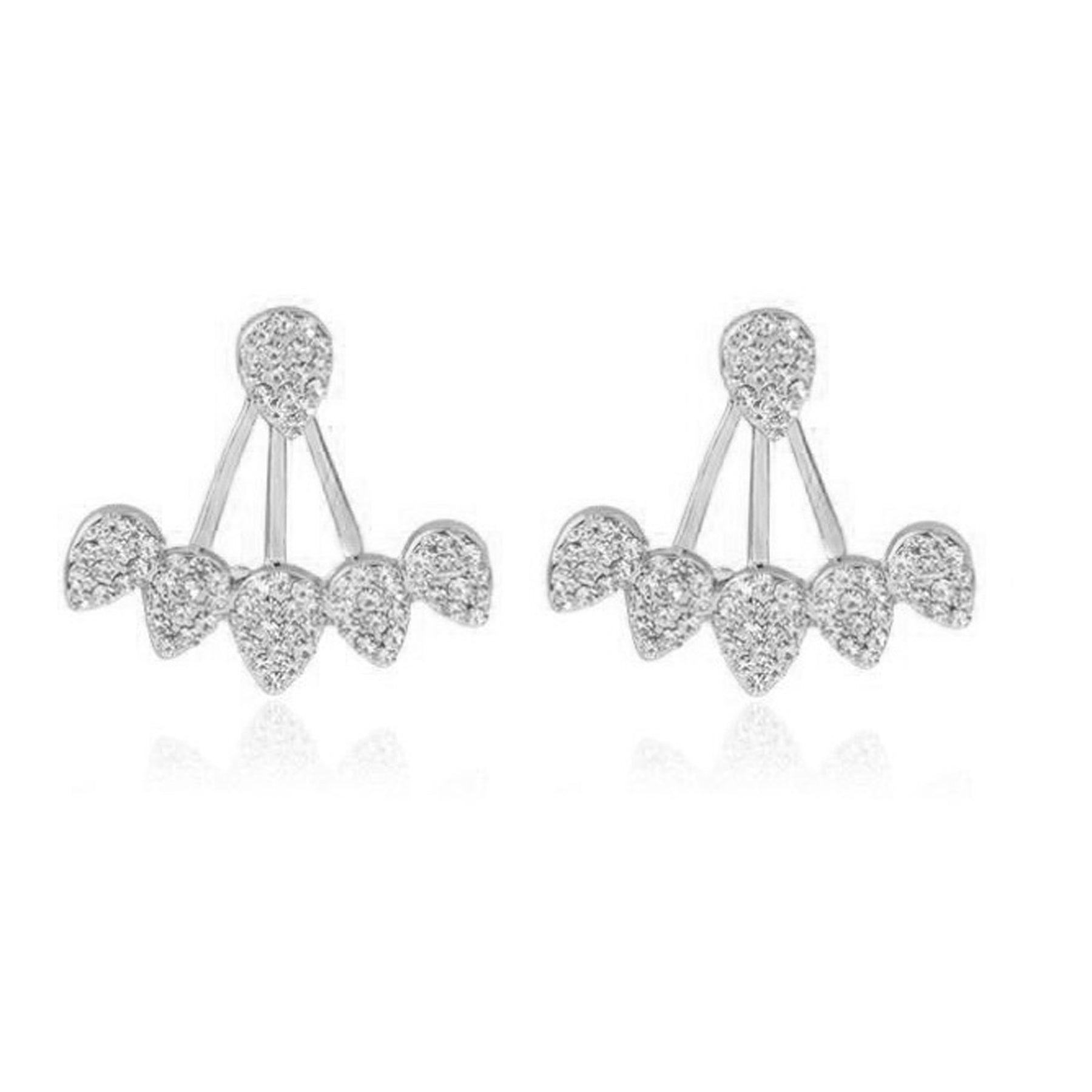 Bella Crystal Drop Ear Jacket Earring Womens Jewelry in Silver – MyBodiArt