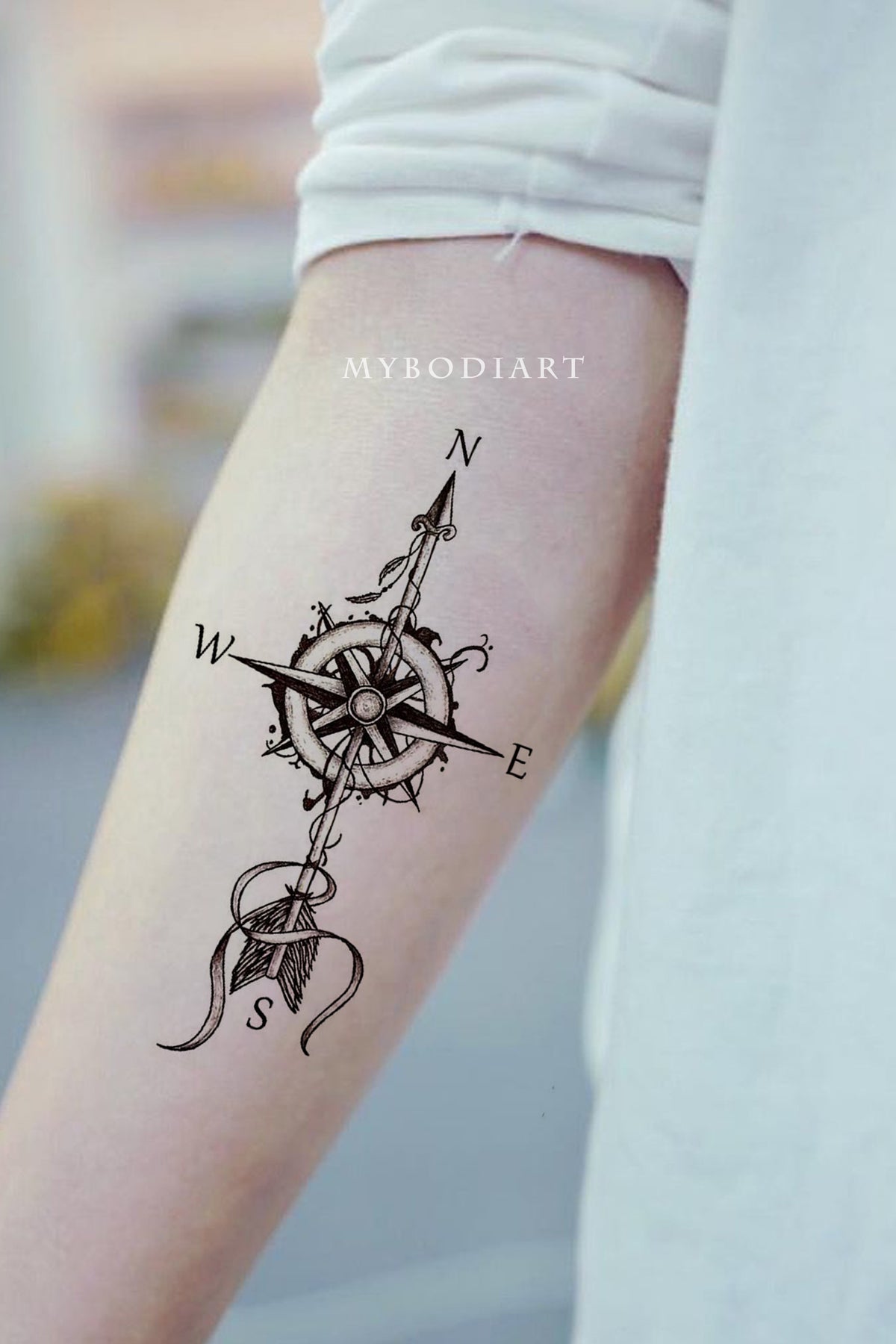 Men 6hrs Abstract Compass Tattoo