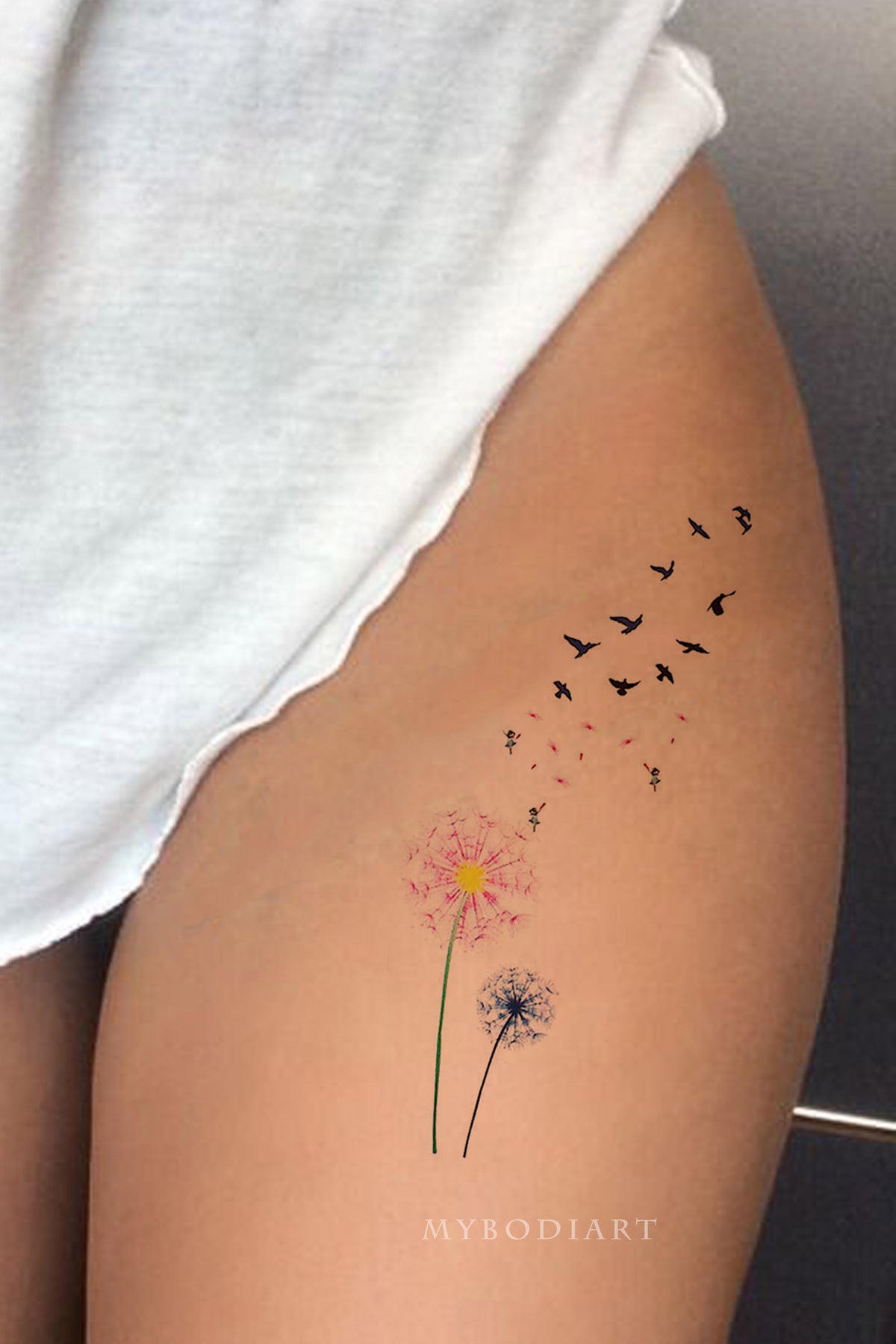 dandelion tattoos on leg