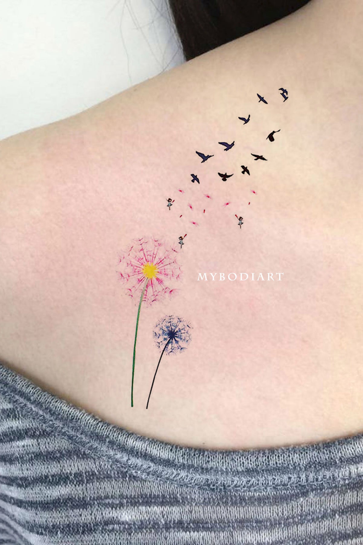 Realistic color dandelion with birds tattoo Ryan Mullins Art Junkies Tattoo  by Ryan Mullins TattooNOW