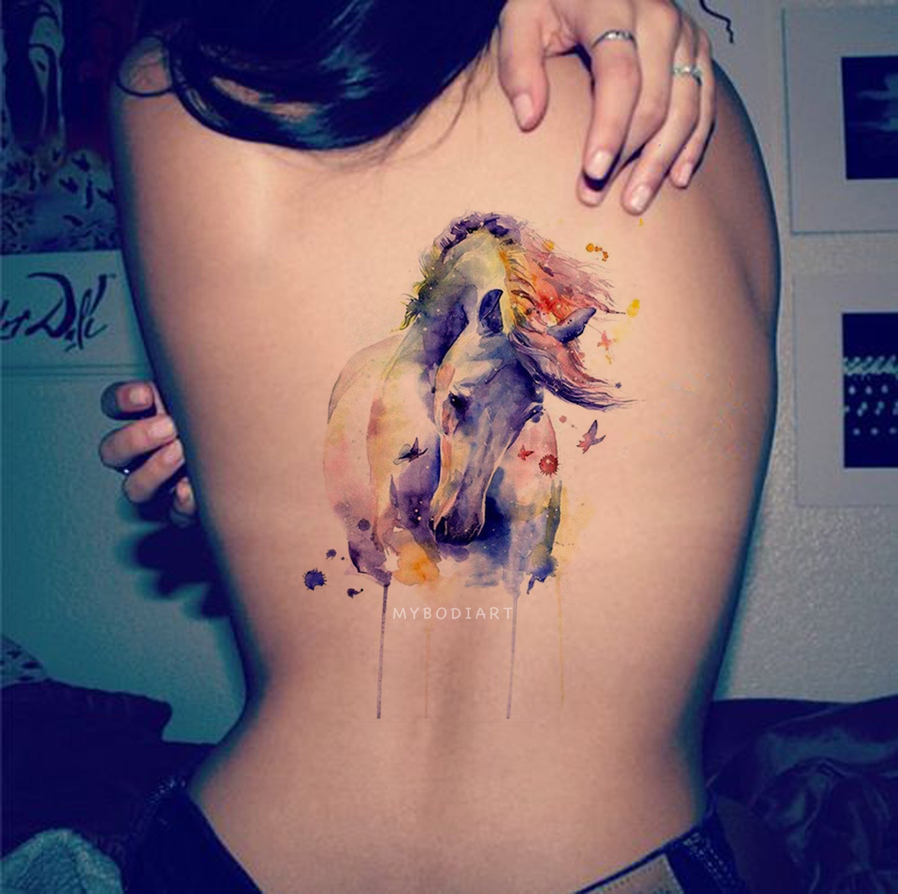 April Lauren Ink  Loved doing this beautiful watercolor horse on one of my  best friends coloradospringstattoo coloradospringstattooartist  719tattoo inkedgirls tattooideasforgirls watercolortattoo watercolor  watercolourtattoos horsetattoo 