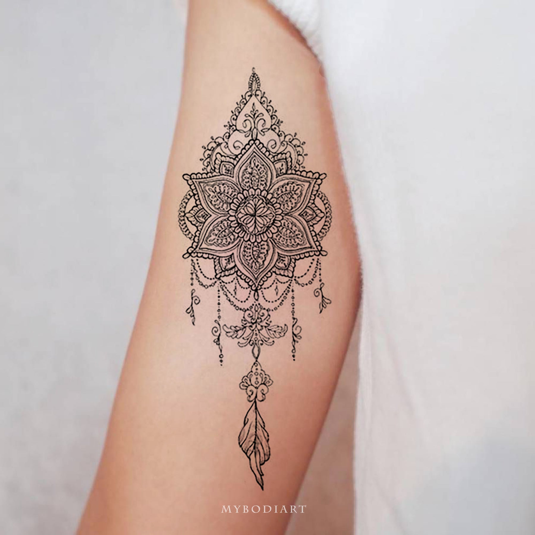 Jewel Mandala Ornamental Lotus Flower Thigh Temporary Tattoo - Etsy