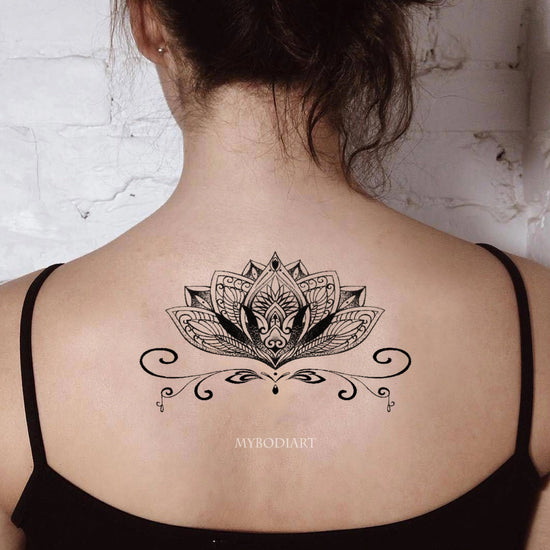 Crescent Moon Lotus Flower Temporary Tattoo - Set of 3 – Little Tattoos