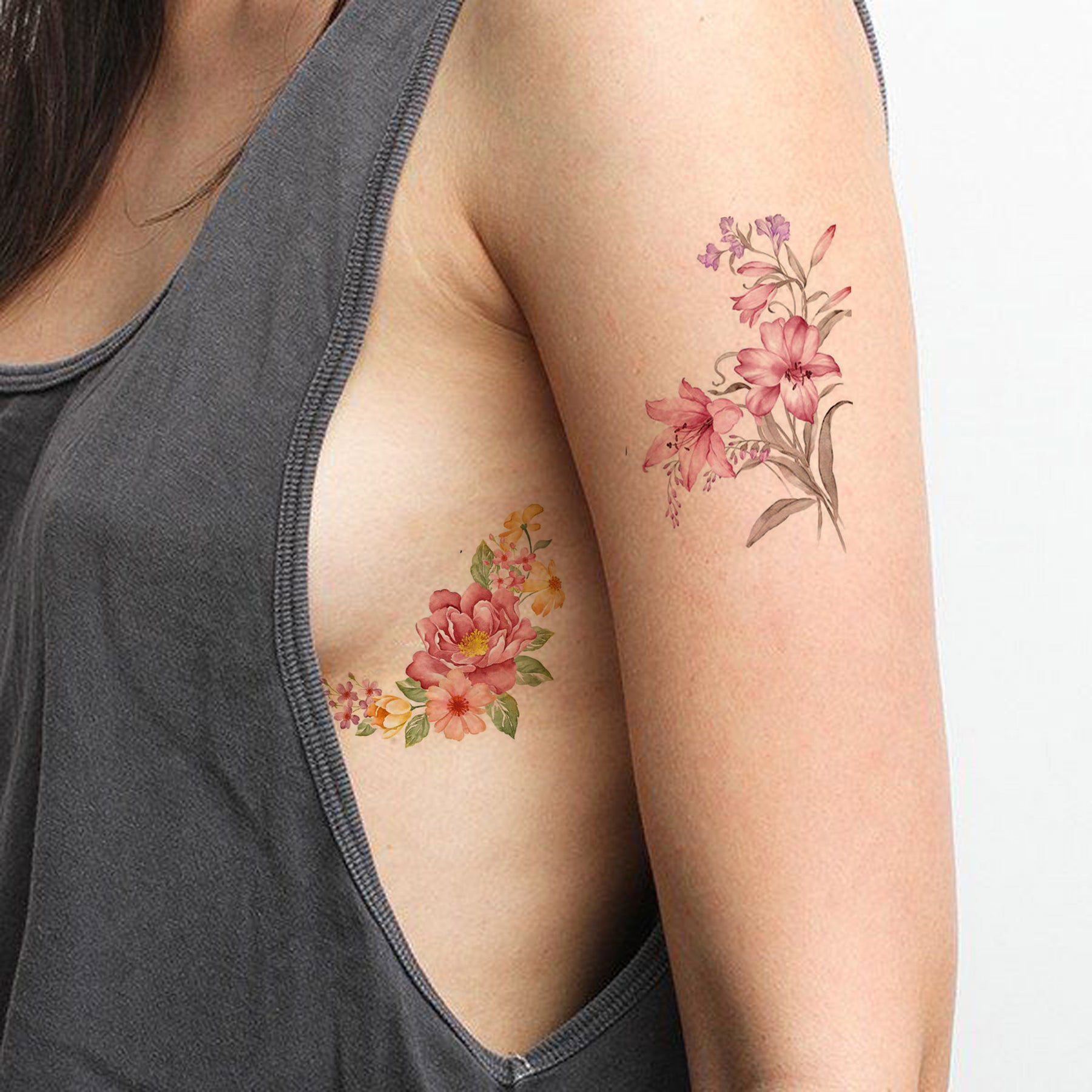 Temporary Tattoos Gentle Flowers  Vintage Flower Tattoo PNG Image   Transparent PNG Free Download on SeekPNG