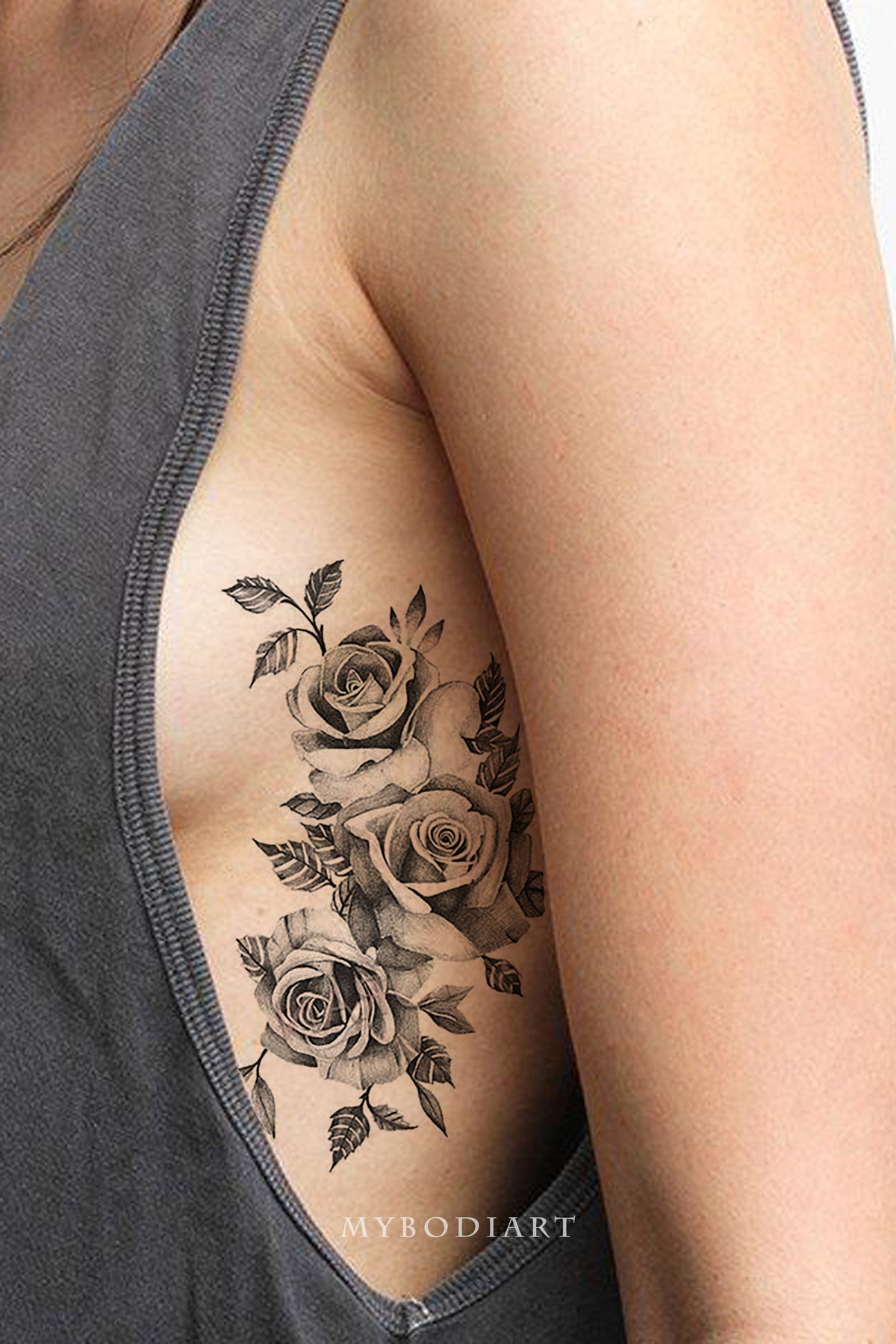 3682BW Black Rose Tattoo Side View with Full Breasts iPhone 11 Pro