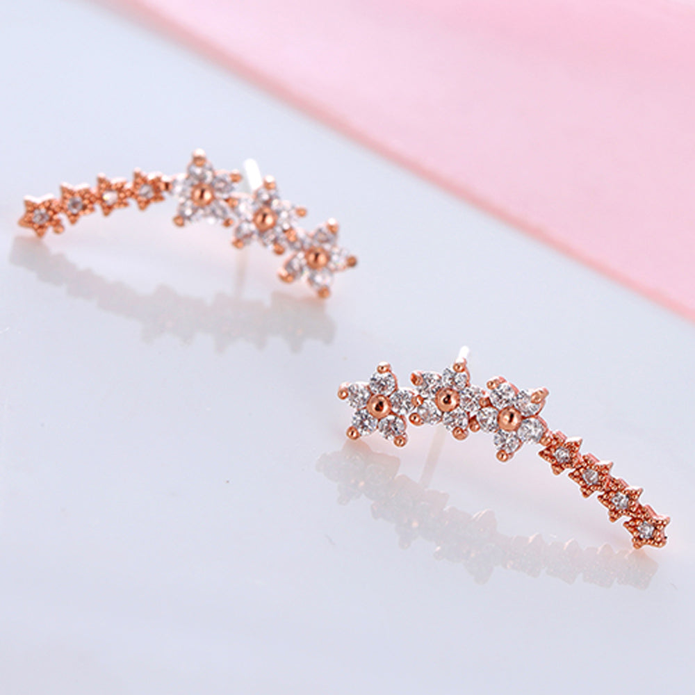  Denifery Crystal Leaf Climbers Crawler Earrings Cute