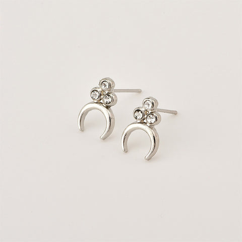 Keiko Boho Triple Crystal Moon Stud Earrings in Gold – MyBodiArt