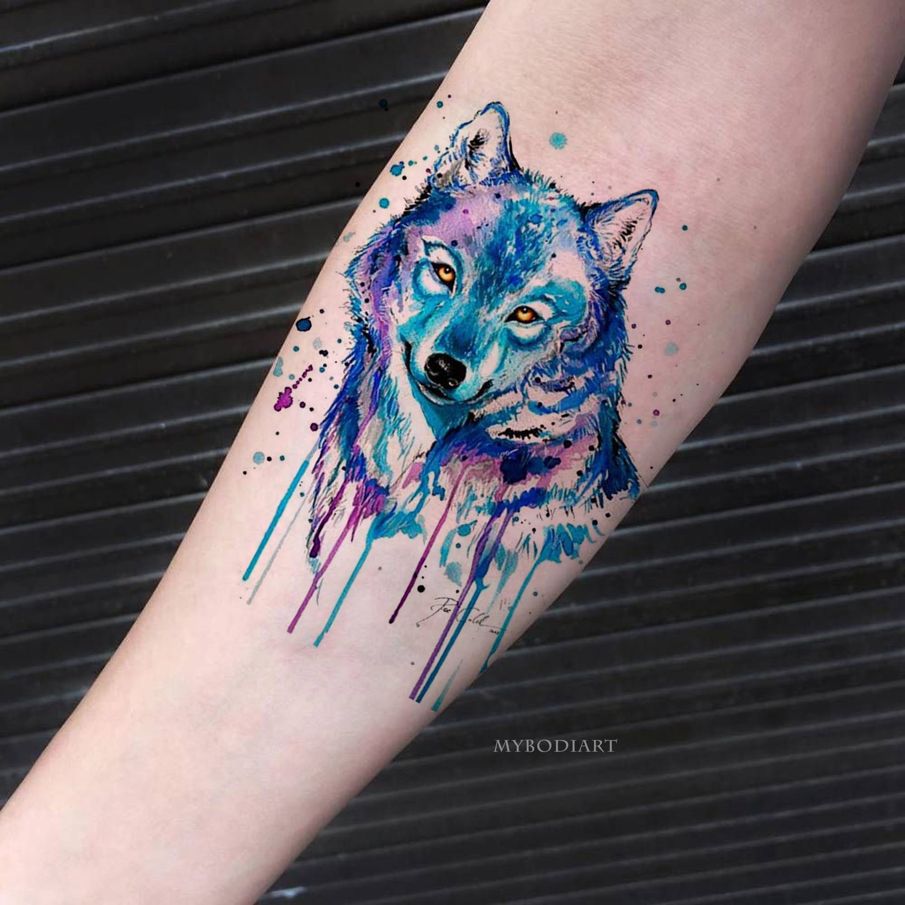 Tattoo uploaded by Robert Davies  Watercolor Wolf Tattoo by Niko Zed  watercolorwolf wolf watercolor NikoZed  Tattoodo