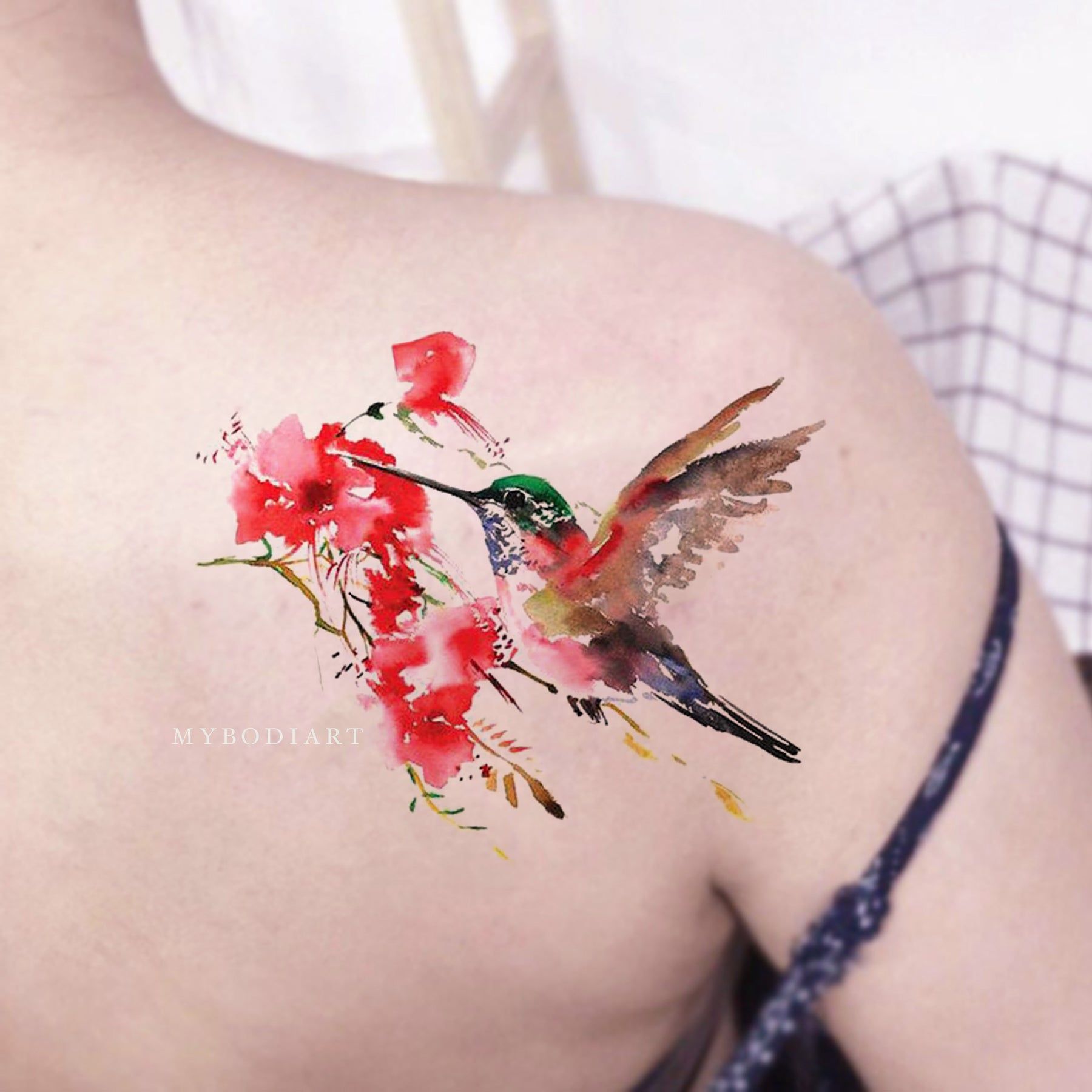 Watercolor Hummingbird Tattoo Small Bird Temporary Tattoo  neartattoos